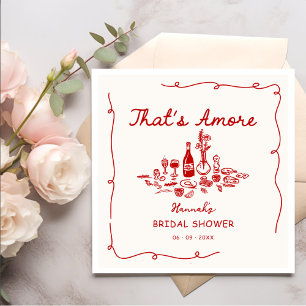 Serviette En Papier C'est Amore Italien Drawn Engagemen Fête des marié