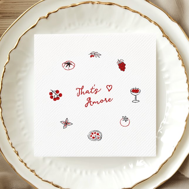Serviette En Papier C'est Amore Italien Food Red Fête des mariées (Créateur téléchargé)