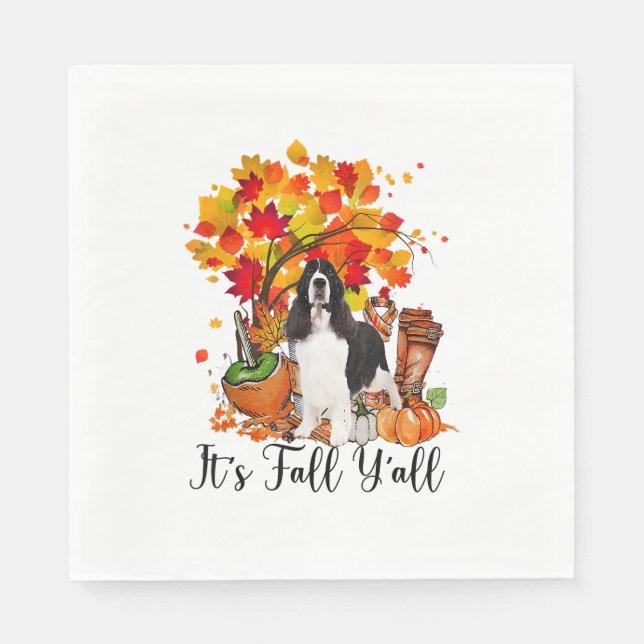 Serviette En Papier C'est automne Y'all Springer Spaniel Dog Halloween (Devant)