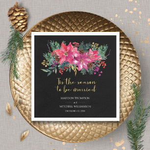Serviette En Papier C'Est La Saison D'Être Marié hiver Noël rose
