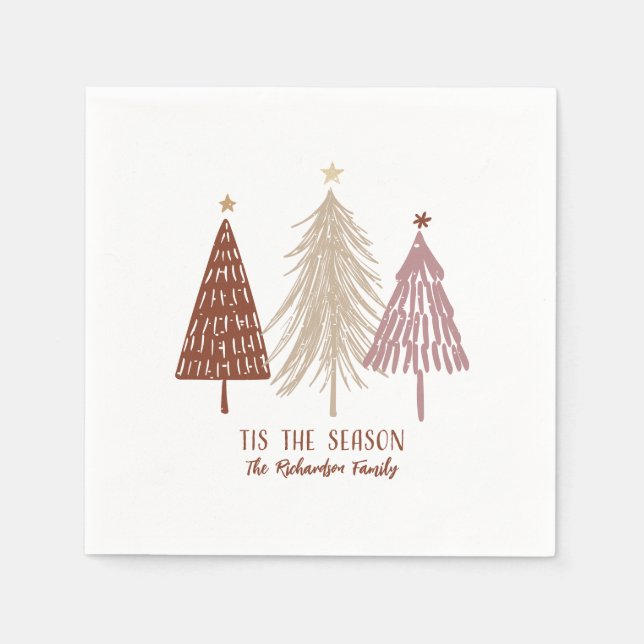 Serviette En Papier C'Est La Saison Festive Arbres Festifs Vacances (Devant)