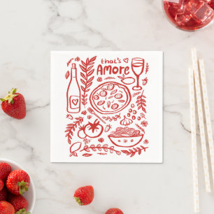 Serviette En Papier C'est l'Amour Nourriture Italienne Charmant DÉJEUN