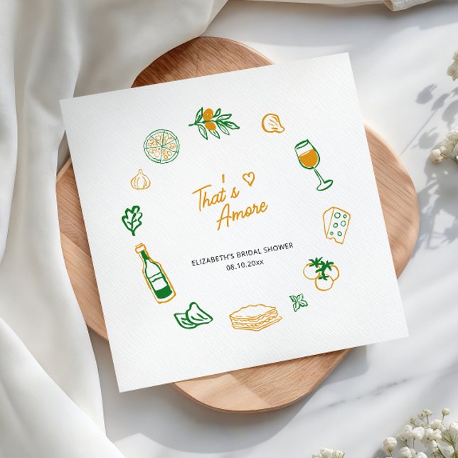 Serviette En Papier C'est l'Amour Nourriture Italienne Rustique Jaune  (Créateur téléchargé)