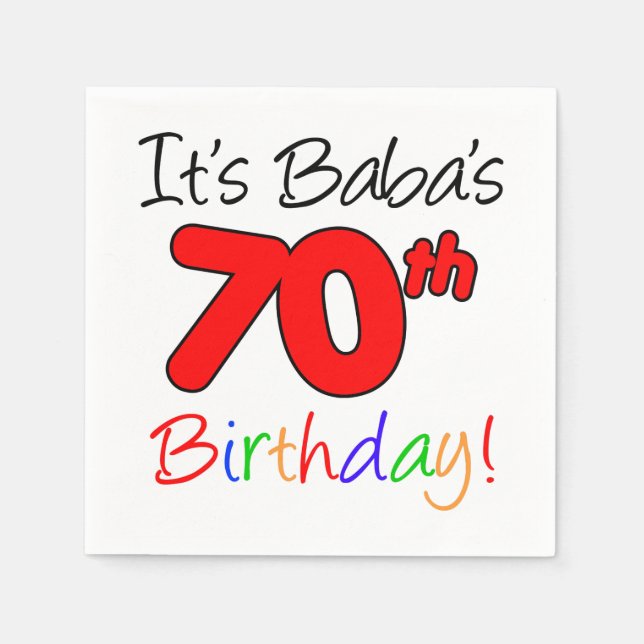Serviette En Papier C'est le 70ème anniversaire de Baba (Devant)