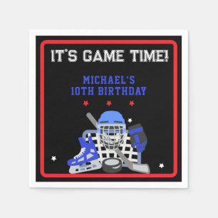 SERVIETTE EN PAPIER C'EST L'HEURE DU JEU HOCKEY ANNIVERSAIRE