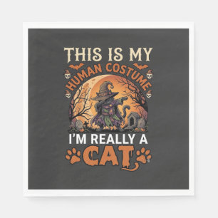 Serviette En Papier C'est Mon Costume D'humain Réellement Chat Hallowe