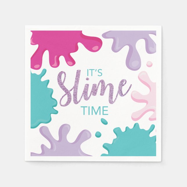 Serviette En Papier C'est Slime Time Slime Anniversaire (Devant)