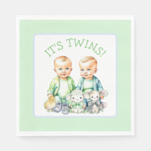 Serviette En Papier C'est Twins ! Baby shower jumeaux garçon mignon