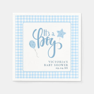 Serviette En Papier C'est un Baby shower Boy Blue Simple Script