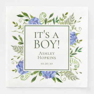 Serviette En Papier C'est Un Baby shower Garçon Blue Hydrangeas Boy