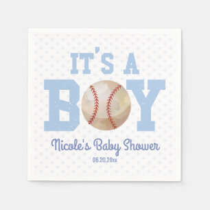 Serviette En Papier C'est un garçon ! Baby shower de base-ball bleu
