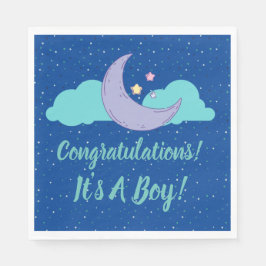 Serviette En Papier C'est un garçon ! Baby shower Félicitations servie