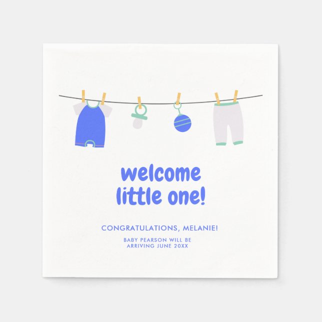 Serviette En Papier C'est un garçon Bienvenue Little One Baby shower s (Devant)