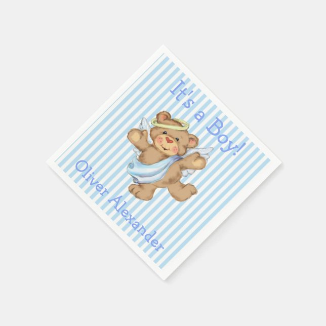 Serviette En Papier C'est un garçon Custom Teddy Bear Angel (Coin)