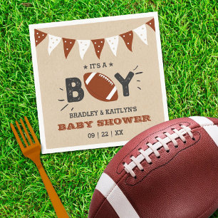 Serviette En Papier C'est un garçon ! Football Thème Co-ed Baby shower