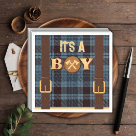 Serviette En Papier C'est un garçon Rustic Lumberjack Flannel Baby sho