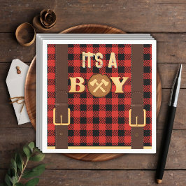 Serviette En Papier C'est un garçon Rustic Lumberjack Flannel Baby sho