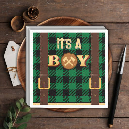 Serviette En Papier C'est un garçon Rustic Lumberjack Flannel Baby sho