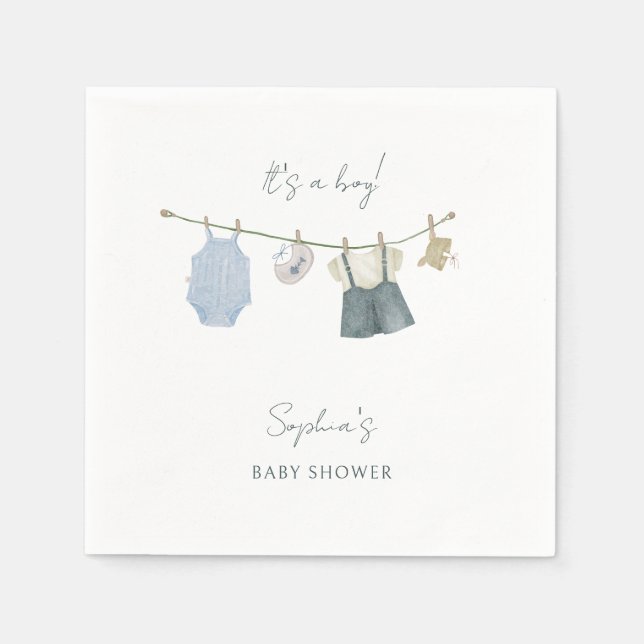 Serviette En Papier C'est un garçon Vêtements simples Baby shower d'aq (Devant)