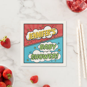 Serviette En Papier C'est un petit Baby shower de Superhero de livre d