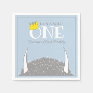 Serviette En Papier C'est un Sauvage - Couronne 1er Anniversaire Bleue