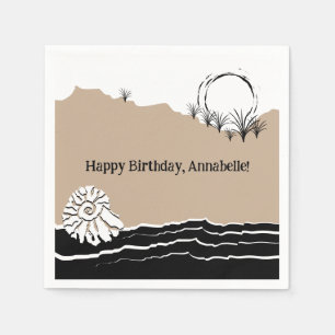 Serviette En Papier C'est une fête d'anniversaire sur la plage en été