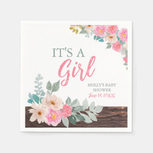 Serviette En Papier C'est une fille Baby shower rustique Napkin