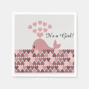 Serviette En Papier C'est une fille ! Belle baleine rose