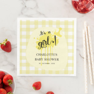 Serviette En Papier C'est une fille Douce Fête de Naissance Jaune Ging
