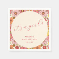 C'est une fille Vintage rose Baby shower floral pe