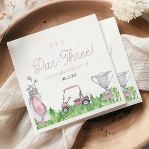 Serviette En Papier C'est une partie de golf rose 3ème anniversaire
