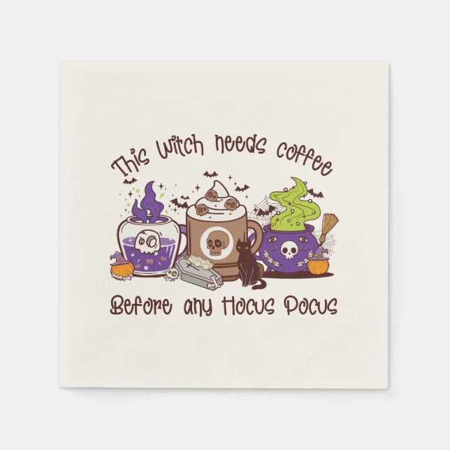 Serviette En Papier Cette sorcière a besoin de café (Devant)