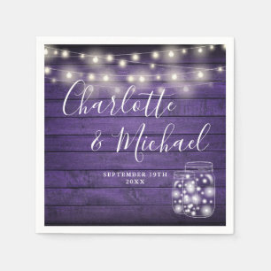 Serviette En Papier Chaîne de bois violet éclat Mason Jars Mariage