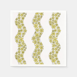 Serviette En Papier Chaîne de marguerite Fleur laide rayures jaune