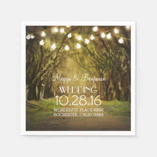 Serviette En Papier Chaîne Lights Moss Trees Mariage Chemins