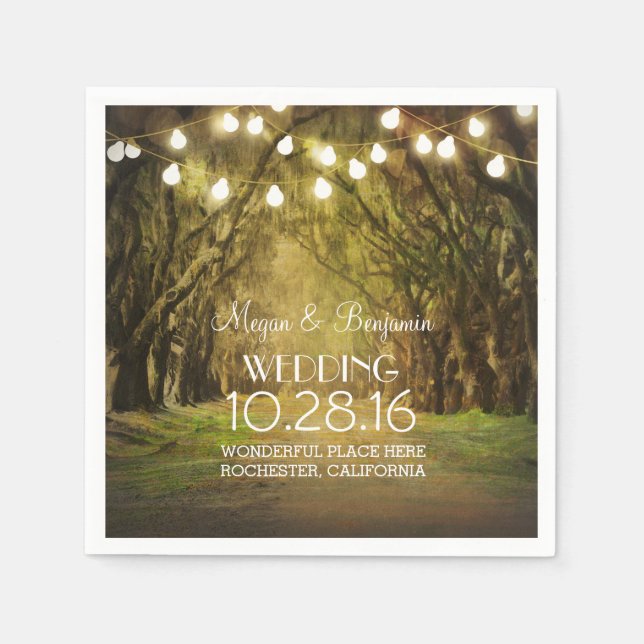 Serviette En Papier Chaîne Lights Moss Trees Mariage Chemins (Devant)