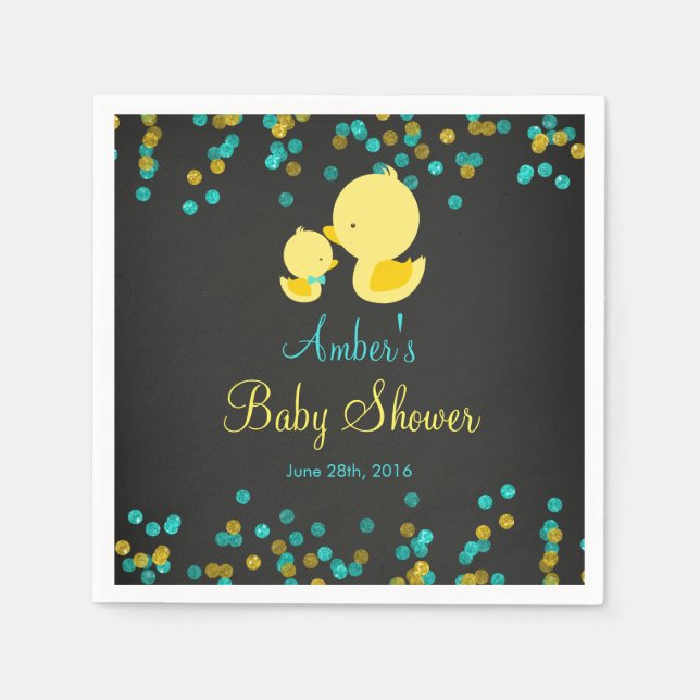 Serviette En Papier Chalboard en caoutchouc Baby shower canard serviet (Devant)