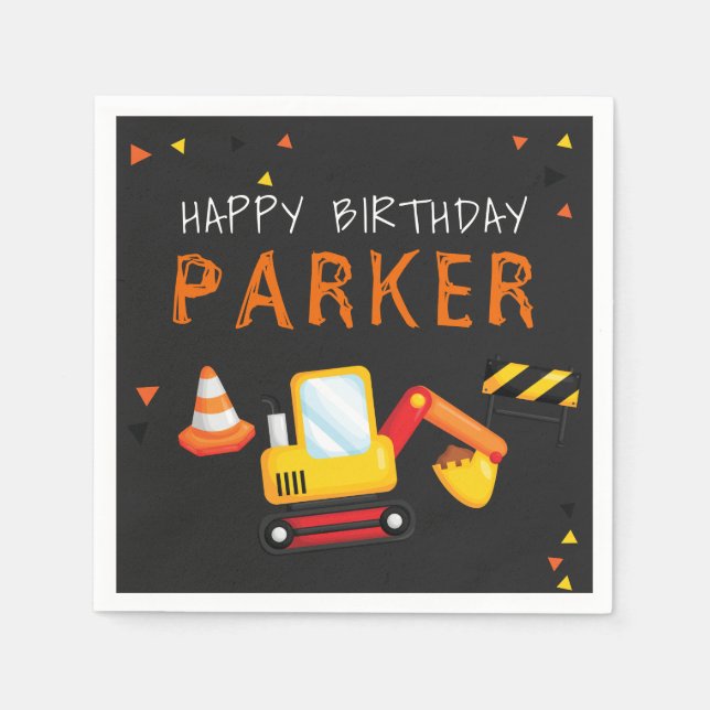 Serviette En Papier Chalboard personnalisé d'anniversaire de construct (Devant)