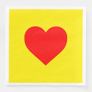 Serviette En Papier Chaleur de coeur rouge Jaune