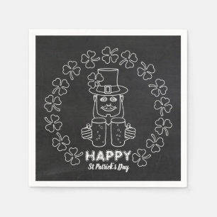Serviette En Papier Chalkboard Leprechaun, St Patrick's Day Party