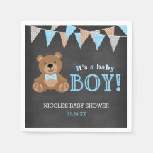 Chalkboard Teddy Bear Baby shower garçon