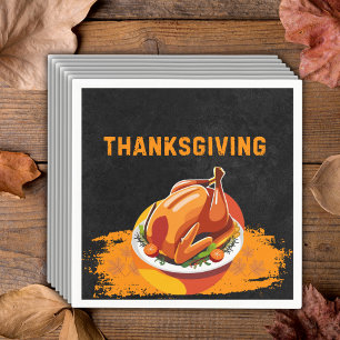 Serviette En Papier Chalkboard Thanksgiving Baby shower torréfié Turqu