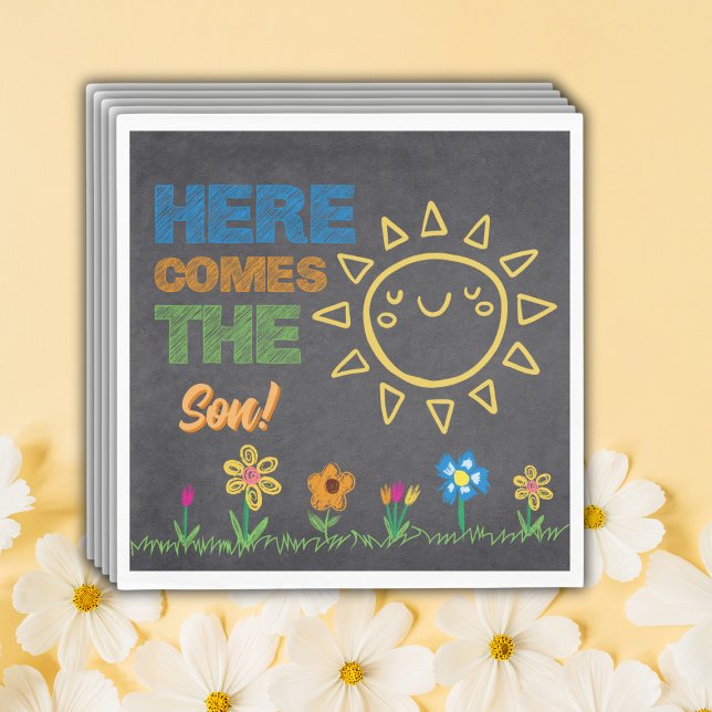 Serviette En Papier Chalkboard Voici Le Baby shower Fils (Créateur téléchargé)