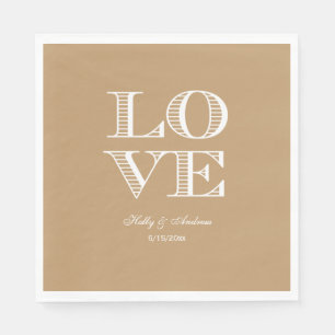 Serviette En Papier Chameau Tan, serviettes AMOUR Blanches