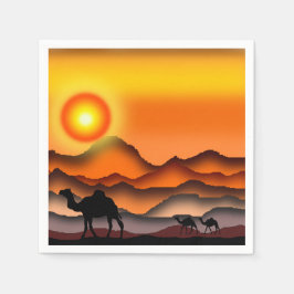 Serviette En Papier Chameaux dans les serviettes Sunset Desert