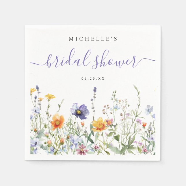 Serviette En Papier Champ de Fleurs des Champs Mariage (Devant)