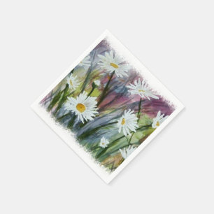 SERVIETTE EN PAPIER CHAMP DE FLEURS JOURNALIÈRES BLANCHES PAPIER NAPKI