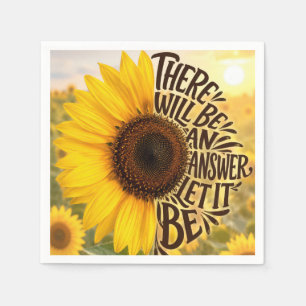 Serviette En Papier Champ de Tournesols avec Citation Inspirante
