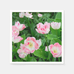Serviette En Papier Champ de tulipes roses
