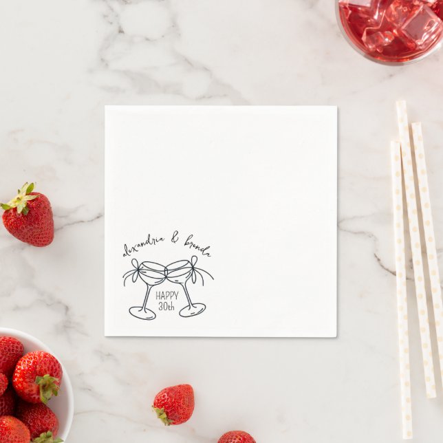 Serviette En Papier Champagne Anniversaire (En situation)